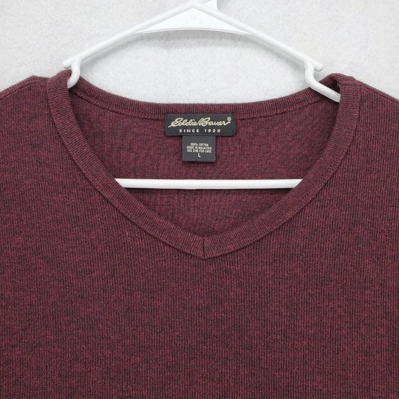 EDDIE BAUER Sweater Men's Long Sleeve V-Neck 100% Cotton Purple Size Large - Picture 7 of 12